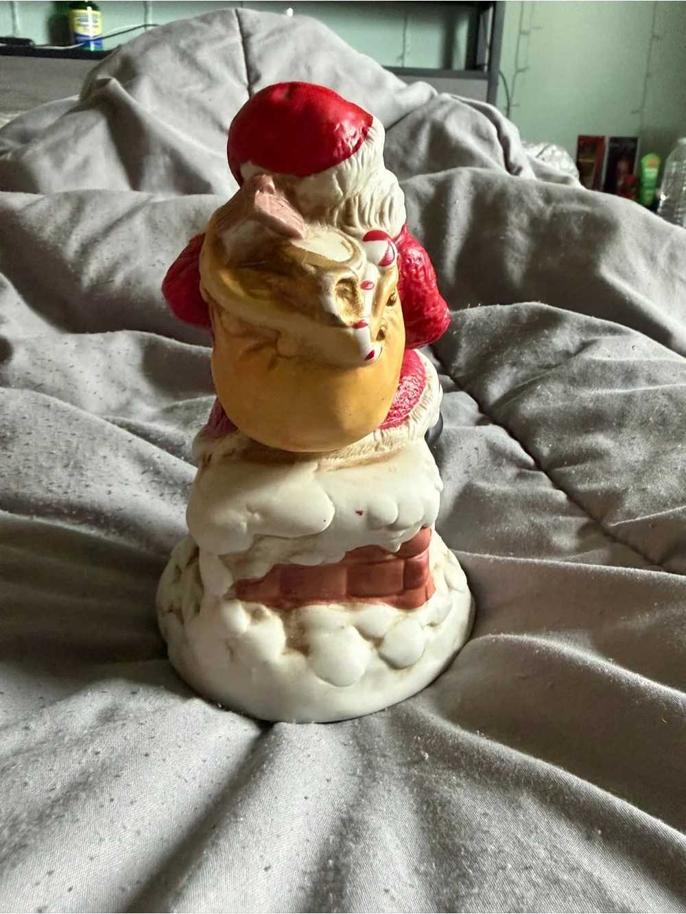 Red Santa Figure Holiday Decoration with Green Accents